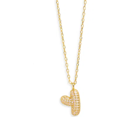 Argento Vivo Sterling Silver Cubic Zirconia Bubble Inital Pendant Necklace In Gold