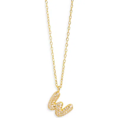 Argento Vivo Sterling Silver Cubic Zirconia Bubble Inital Pendant Necklace In Gold