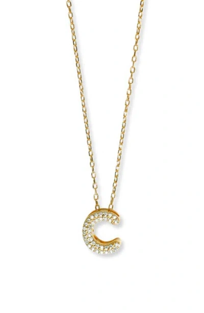 Argento Vivo Sterling Silver Cubic Zirconia Bubble Inital Pendant Necklace In Gold