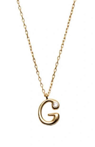 Argento Vivo Sterling Silver Cubic Zirconia Bubble Initial Necklace In Gold
