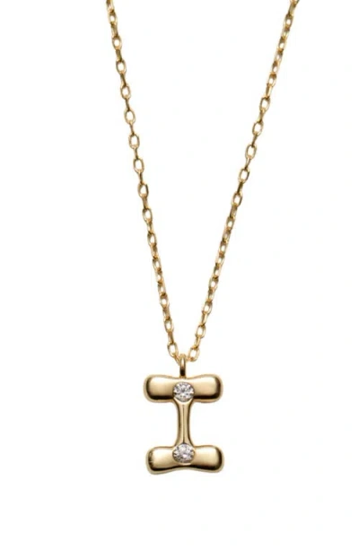 Argento Vivo Sterling Silver Cubic Zirconia Bubble Initial Necklace In Gold