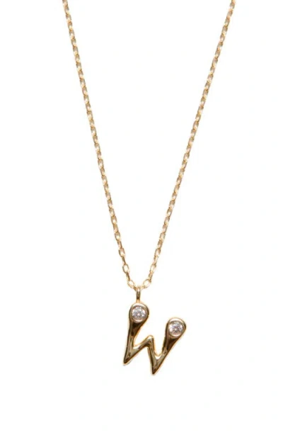 Argento Vivo Sterling Silver Cubic Zirconia Bubble Initial Necklace In Gold