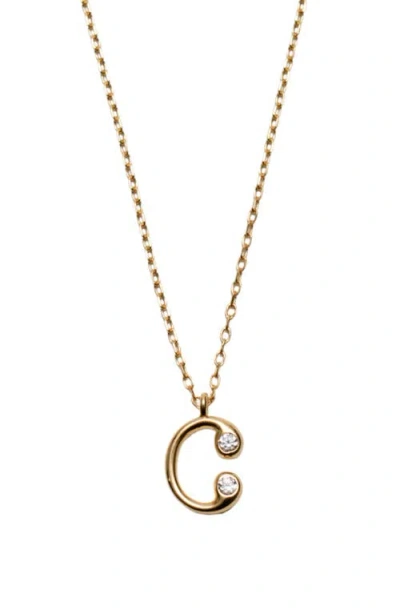 Argento Vivo Sterling Silver Cubic Zirconia Bubble Initial Necklace In Gold