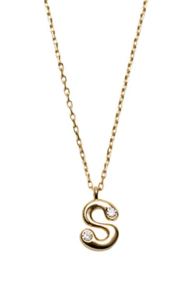 Argento Vivo Sterling Silver Cubic Zirconia Bubble Initial Necklace In Gold