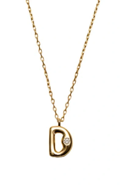 Argento Vivo Sterling Silver Cubic Zirconia Bubble Initial Necklace In Gold