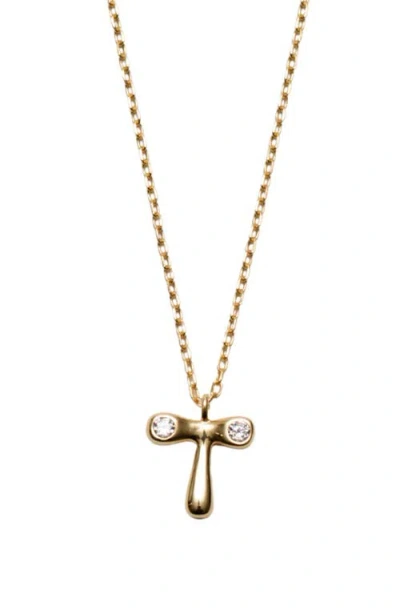 Argento Vivo Sterling Silver Cubic Zirconia Bubble Initial Necklace In Gold