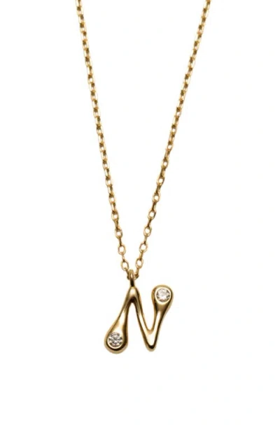 Argento Vivo Sterling Silver Cubic Zirconia Bubble Initial Necklace In Gold