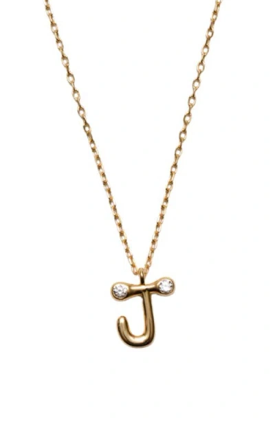 Argento Vivo Sterling Silver Cubic Zirconia Bubble Initial Necklace In Gold