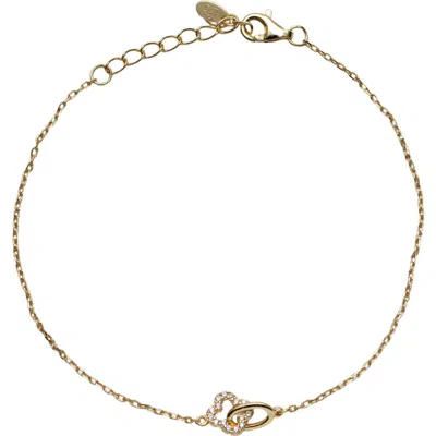 Argento Vivo Sterling Silver Cubic Zirconia Clover Interlock Bracelet In Gold
