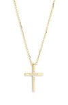 Argento Vivo Sterling Silver Cubic Zirconia Cross Necklace In Gold