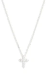 Argento Vivo Sterling Silver Cubic Zirconia Cross Pendant Necklace In Silver