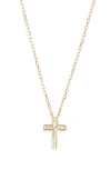 Argento Vivo Sterling Silver Cubic Zirconia Cross Pendant Necklace In Gold