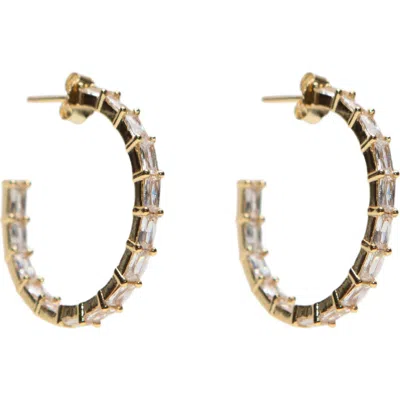 Argento Vivo Sterling Silver Cubic Zirconia Hoop Earrings In Gold