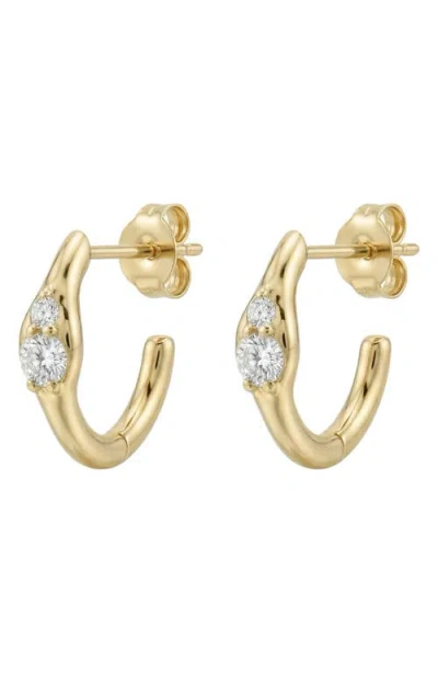 Argento Vivo Sterling Silver Cubic Zirconia Hoop Earrings In Gold