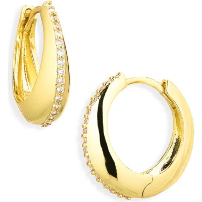 Argento Vivo Sterling Silver Cubic Zirconia Hoop Earrings In Gold