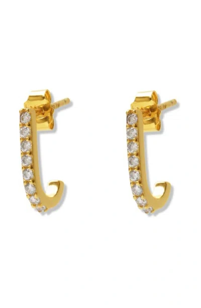 Argento Vivo Sterling Silver Cubic Zirconia Hoop Earrings In Gold
