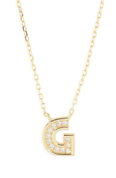 Argento Vivo Sterling Silver Cubic Zirconia Initial Pendant Necklace In Gold