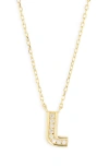 Argento Vivo Sterling Silver Cubic Zirconia Initial Pendant Necklace In Gold