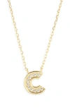 Argento Vivo Sterling Silver Cubic Zirconia Initial Pendant Necklace In Gold