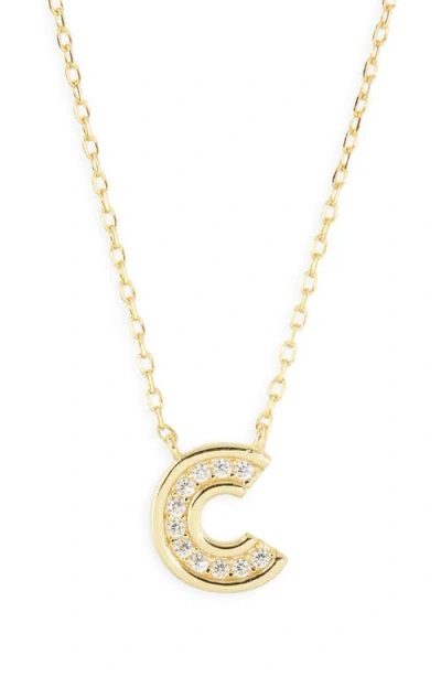 Argento Vivo Sterling Silver Cubic Zirconia Initial Pendant Necklace In Gold