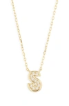 Argento Vivo Sterling Silver Cubic Zirconia Initial Pendant Necklace In Gold