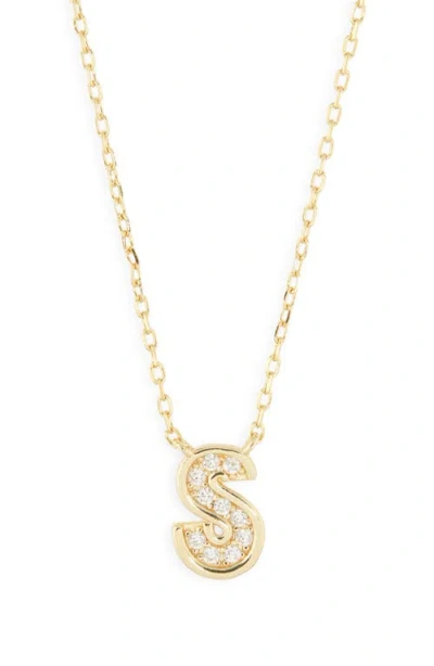 Argento Vivo Sterling Silver Cubic Zirconia Initial Pendant Necklace In Gold