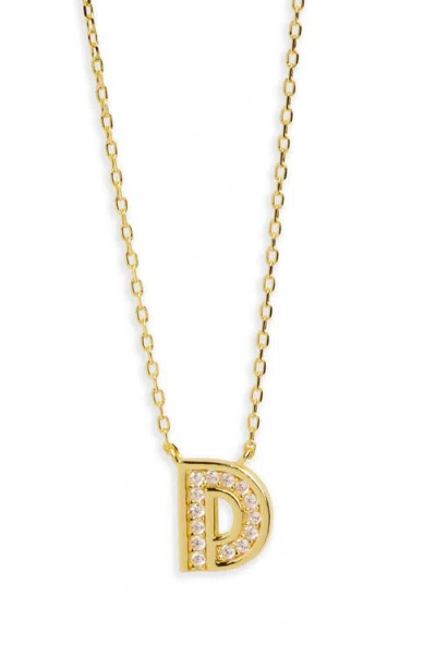 Argento Vivo Sterling Silver Cubic Zirconia Initial Pendant Necklace In Gold