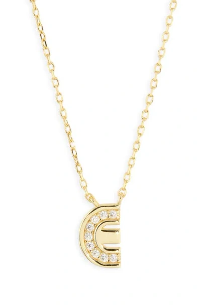 Argento Vivo Sterling Silver Cubic Zirconia Initial Pendant Necklace In Gold