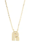 Argento Vivo Sterling Silver Cubic Zirconia Initial Pendant Necklace In Gold