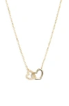 Argento Vivo Sterling Silver Cubic Zirconia Interlocking Heart Pendant Necklace In Gold