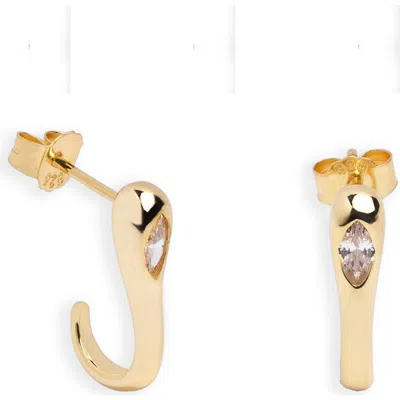 Argento Vivo Sterling Silver Cubic Zirconia J Hoop Earrings In Gold