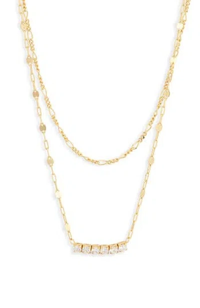 Argento Vivo Sterling Silver Cubic Zirconia Layered Necklace In Gold
