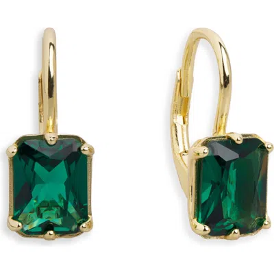 Argento Vivo Sterling Silver Cubic Zirconia Leverback Earrings In Gold
