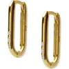 Argento Vivo Sterling Silver Cubic Zirconia Oblong Hoop Earrings In Gold