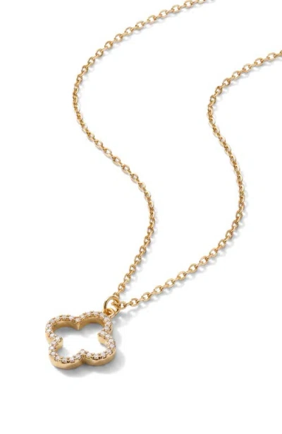 Argento Vivo Sterling Silver Cubic Zirconia Open Clover Pendant Necklace In Gold