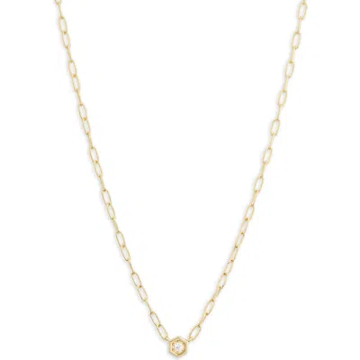 Argento Vivo Sterling Silver Cubic Zirconia Pendant Necklace In Gold