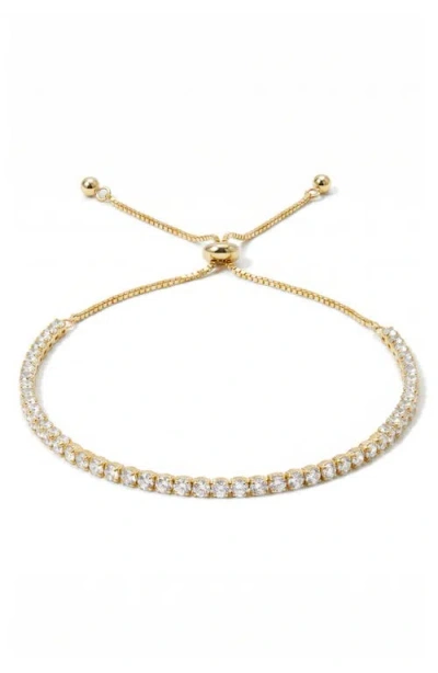Argento Vivo Sterling Silver Cubic Zirconia Slider Bracelet In Gold