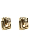 Argento Vivo Sterling Silver Cubic Zirconia Square Stud Earrings In Gold
