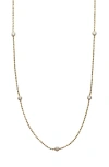 Argento Vivo Sterling Silver Cubic Zirconia Station Ball Chain Necklace In Gold