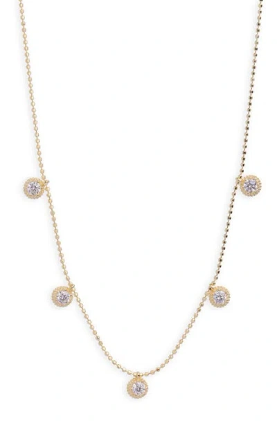 Argento Vivo Sterling Silver Cubic Zirconia Station Necklace In Gold