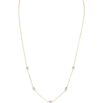Argento Vivo Sterling Silver Cubic Zirconia Station Necklace In Gold