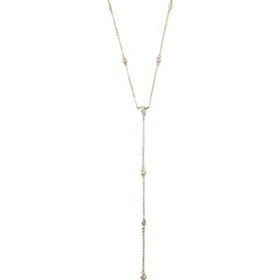 Argento Vivo Sterling Silver Cubic Zirconia Station Y-necklace In Gold