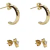 Argento Vivo Sterling Silver Cubic Zirconia Stud & Hoop Earrings Set In Gold
