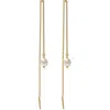 Argento Vivo Sterling Silver Cultured Pearl Chain Threader Earrings In Gold