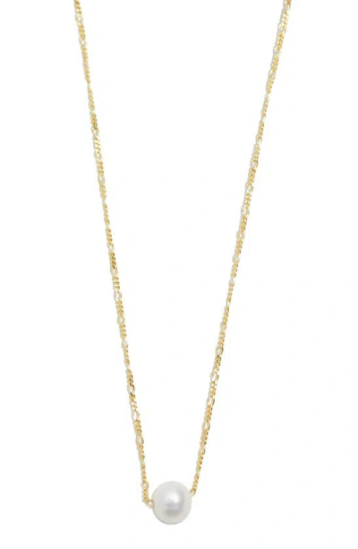 Argento Vivo Sterling Silver Cultured Pearl Figaro Chain Necklace In Gold