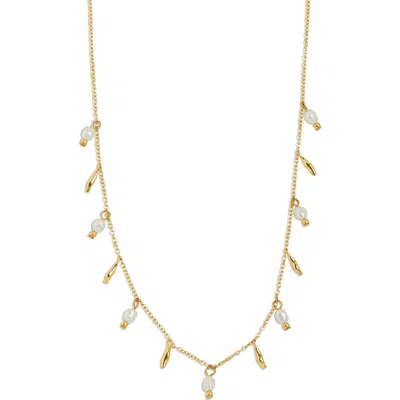 Argento Vivo Sterling Silver Cultured Pearl Necklace In Gold