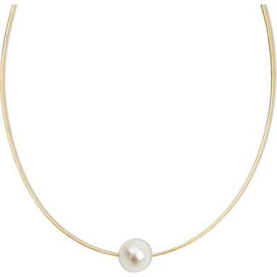 Argento Vivo Sterling Silver Cultured Pearl Pendant Necklace In Gold
