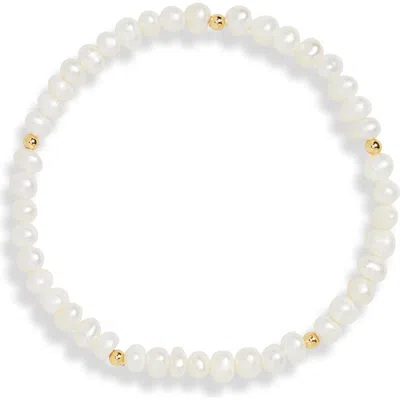 Argento Vivo Sterling Silver Cultured Pearl Stretch Bracelet In White