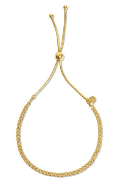 Argento Vivo Sterling Silver Curb Chain Adjustable Slide Bracelet In Gold