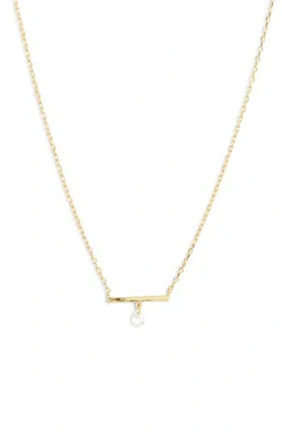 Argento Vivo Sterling Silver Cz Bar Pendant Necklace In Gold